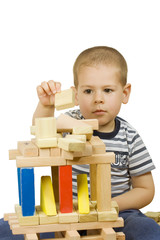 boy playing with blocks