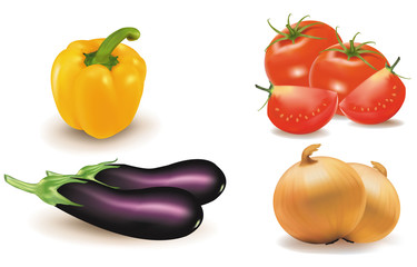 Vector. The big colorful group of vegetables.