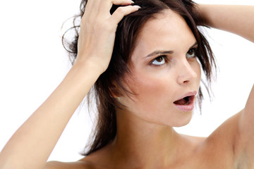 Fototapeta premium Closeup portrait of an attractive woman
