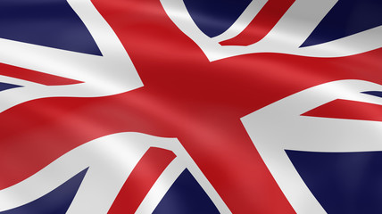 United Kingdom flag in the wind - obrazy, fototapety, plakaty