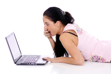 Girl working on a laptop