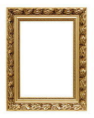 Golden art frame isolated on white