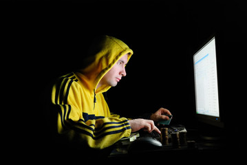 The hacker under work
