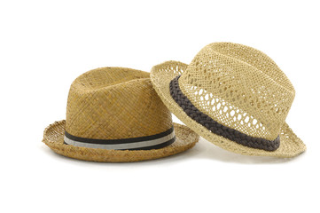 Close up straw hat on white