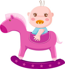 baby on rocking horse