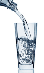 Flowing water in a glass