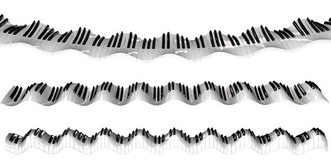 Obraz premium wavy piano keyboard isolated on white background