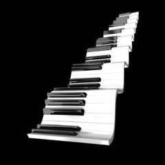 stairs of piano key isolated on black