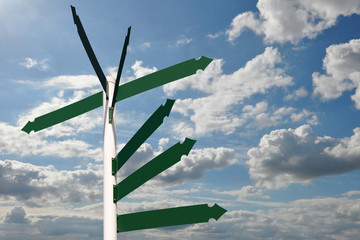 Panneaux de direction vierges sur fond de ciel