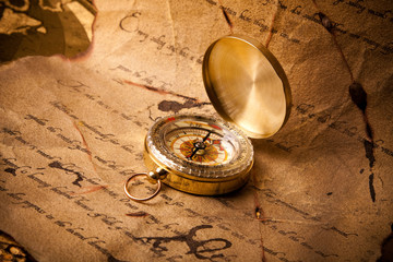 old letter and compass