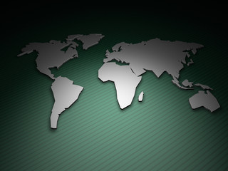 Fototapeta na wymiar World Map Render on Green