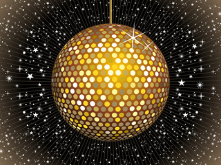 abstract golden disco ball