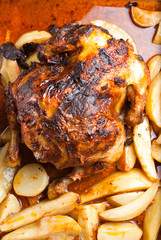 homemade roasted chicken with potatoes