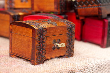 Small wooden casket and  key