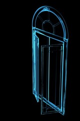 door 3D xray blue transparent