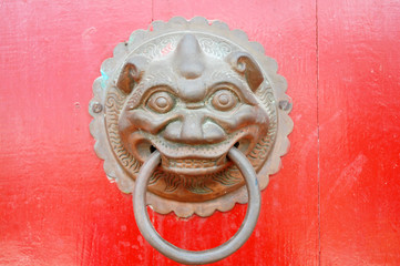 door handle at the temple in sabah