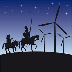 Don Quijote vector illustration cartoon silhouette