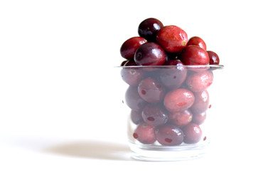 Cranberries in a shot glass