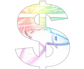 Dollar symbol with abstract design
