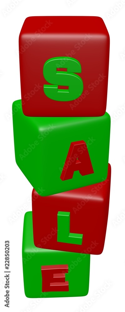 Fototapete cube block combined a sale word in a row with a risky compositio