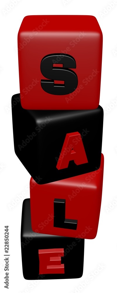 Fototapete cube block combined a sale word in a row with a risky compositio