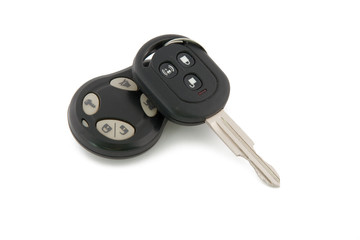 Car keys with remote control. Isolated on white background
