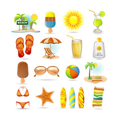 Beach icon set