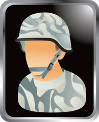army man silver framed web button