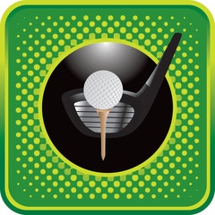 golf ball driver and tee green halftone web button