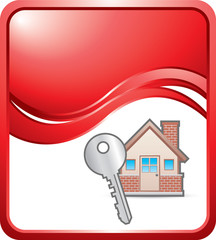house and key red wave background