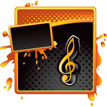 music notes orange and black halftone grungy template