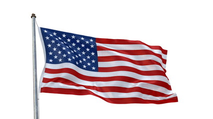 Creased American flag in wind with alpha channel