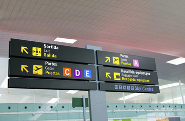 Board-index op de luchthaven
