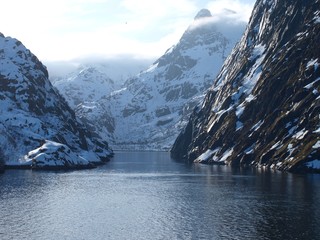 Trollfjord in Norwegen im Winter