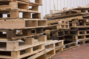 piles of wooden pallets
