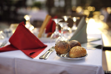 White and red festive table