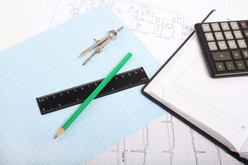 Compass on Graph Paper with notebook