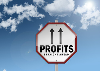 Road Sign "Profits - Straight Ahead"