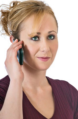 Pretty blonde woman using a cell phone