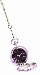 Open Silver Pocket Watch With Chain