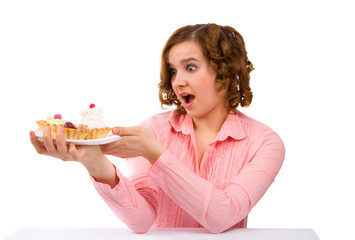 Woman with cake