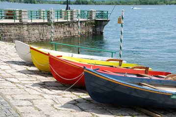 Four coloured boats