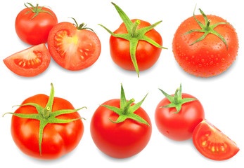 Collection of tomatoes isolated on white