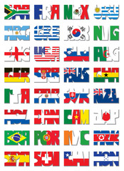 National three letter code with flags football WC nations