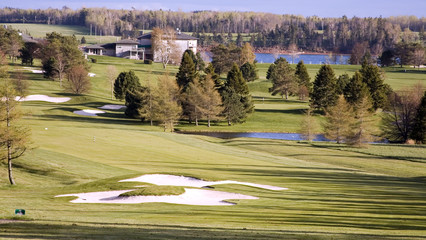 Aerial view of a golf course