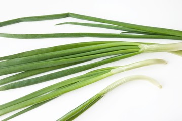 Fototapeta premium green onions over white background