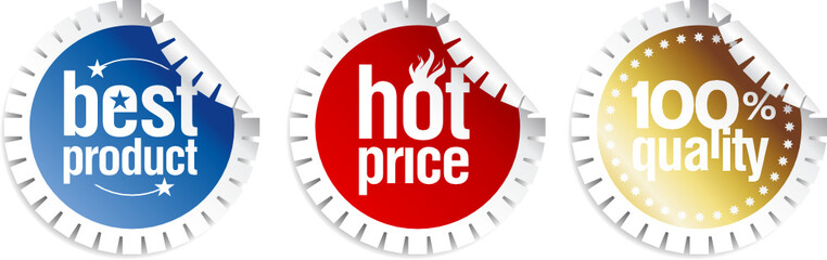 Set of stickers for best product sales