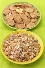 Breakfast cereal in plates