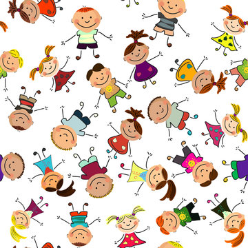 vector seamless background with kids