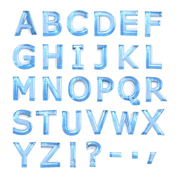blue glass alphabet